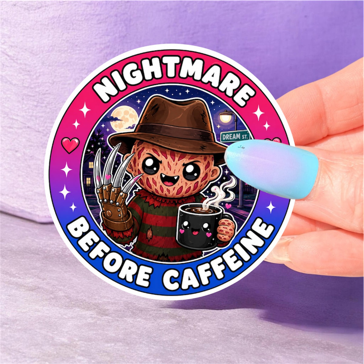 Nightmare Before Caffeine matte spooky caffeine sticker