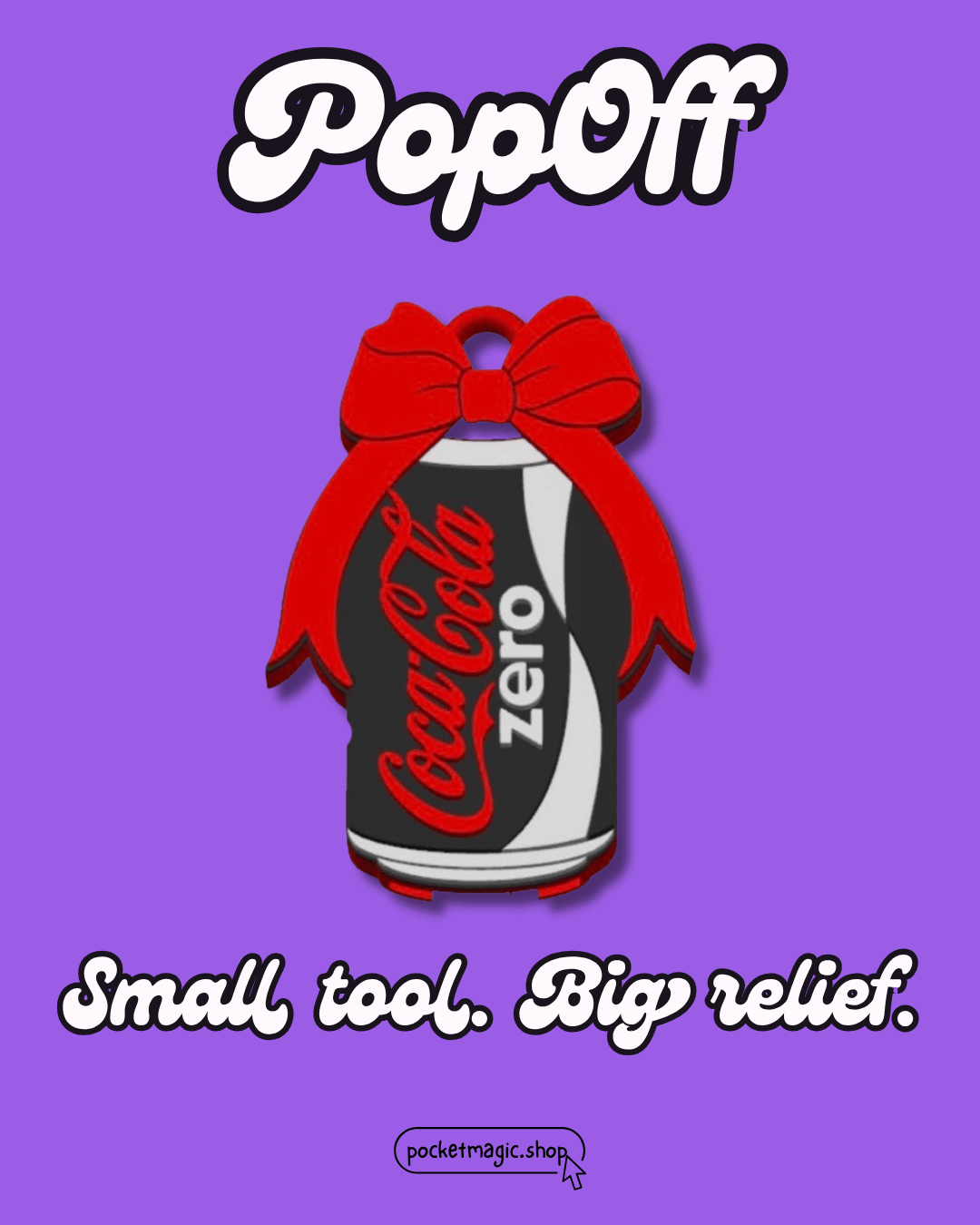 Zero Cola Bow PopOff coke zero can opener and can tab opener for nails with red bow